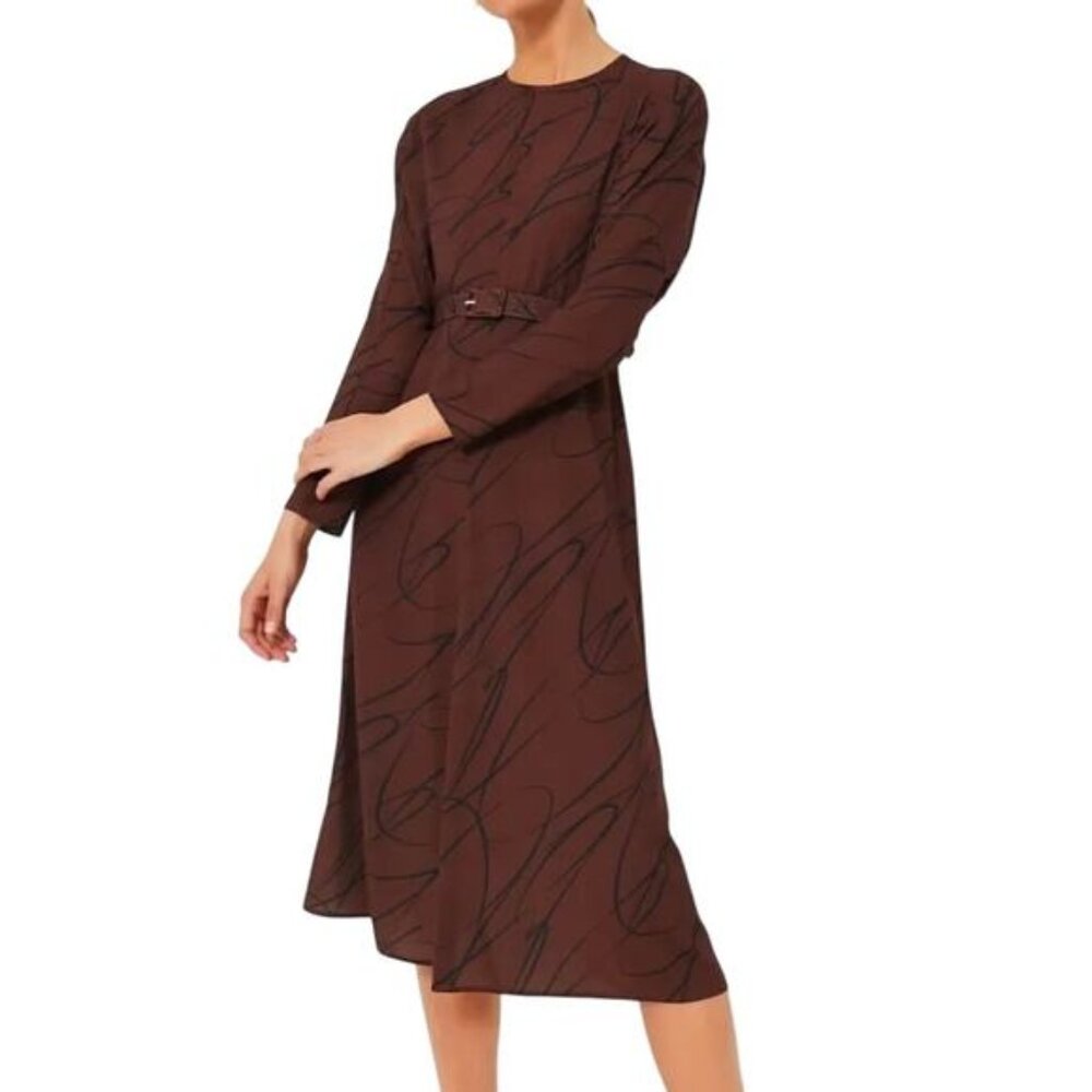 Tuckernuck Twombly Bex Dress Chocolate Brown Belted Midi Fall NWT Size M